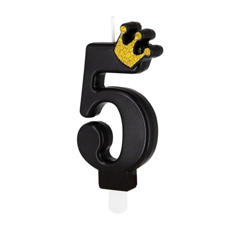 Kagelys Tal "0-9" Sort med krone Ciffer 5