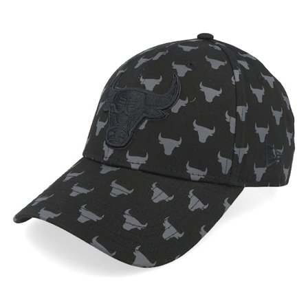 New Era - Chicago Bulls Team Monogram 9FORTY Black/Grey Adjustable Adjustable Black Cap - NBA @ Hatstore