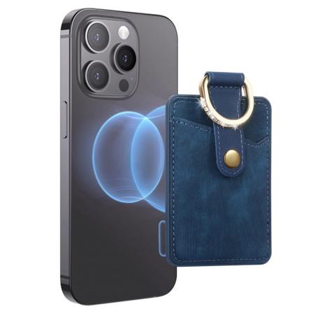 Magnetisk kortholder med justerbar standringholder til iPhone Blå