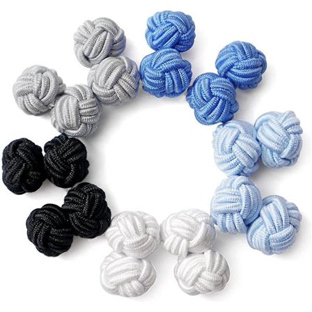 5 par silke stof knude manchetknapper til mænd og kvinder, silke knude manchetknapper sæt, bryllup, forretningsgave, genanvendelig