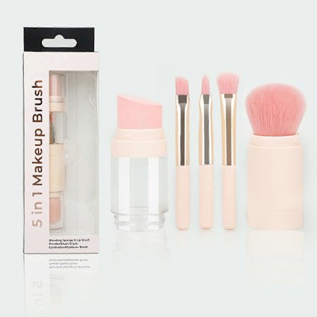 5-i-1 Aftagelig Rejse Makeup Børstesæt med Syntetiske Børstehår til Pudder Øjenskygge Blush