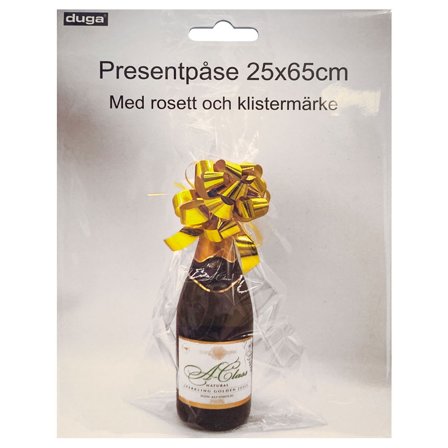 Cellofanpose med Sløjfe Sølv/Guld