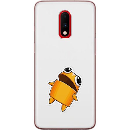 Kompatibel Mobilcover til OnePlus OnePlus 7 Orange tegnet figur med store øjne og dynamisk pose i legende stil