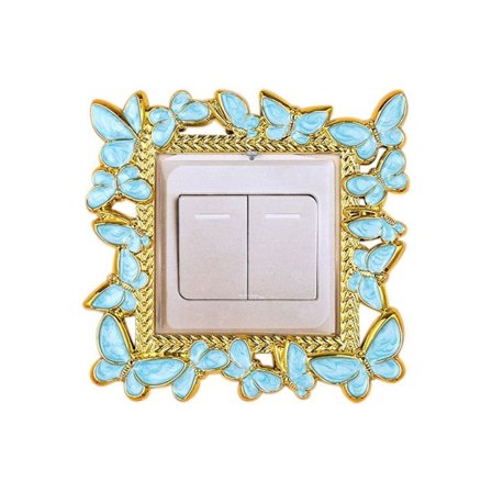 Enkelt lysafbryderdæksel Stikkontakt Surroundramme GULD&BLÅ