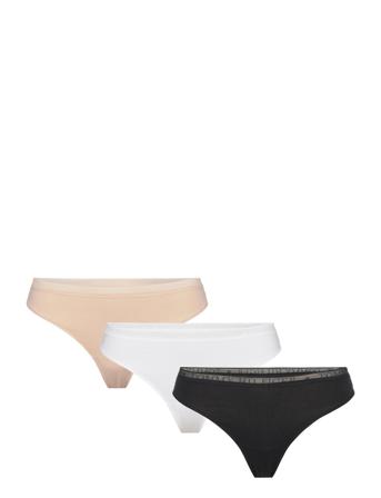 Lace 3P Thong Stringtruse Undertøy Svart Tommy Hilfiger*Betinget Tilbud