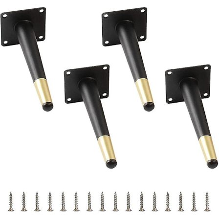 Raka Metall Möbelben, 4 st 10 cm Metall Skåpsben Raka Metall