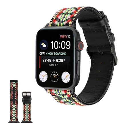 Apple Watch Series 6 / 5 44mm ethnic äkta läder klockarmband - röd
