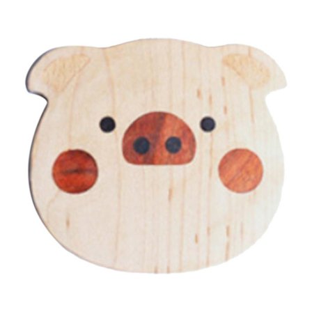 Valnøtt-coaster med koppholder, tegneseriebjørn, innlagt tre, H