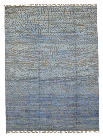 Hand Knotted Berber Style Rug 277X367 Dark Grey/Dark Blue