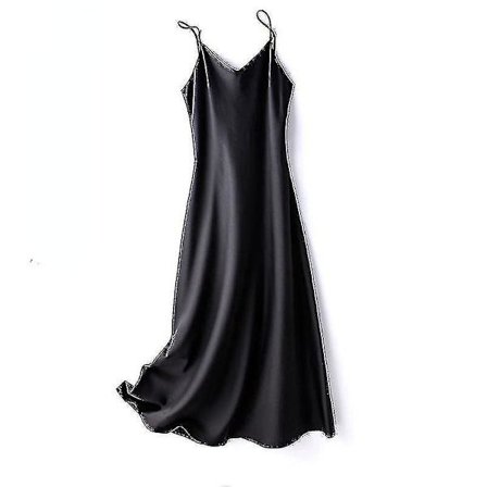 Dame Sateng Faux Silke Kjole Stropp Underskjørt Nattkjole Sexy A-linje Lang