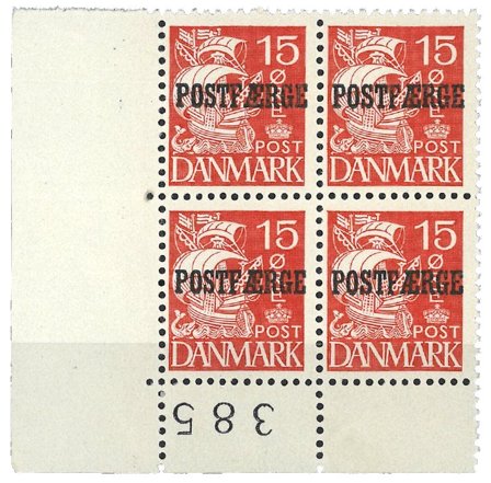 Danmark - Postfærge AFA 16b i nedre marginal 4-blok - Postfrisk