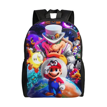 Super Mario Odyssey Unisex Ryggsekk Laptop Skoleveske Høgskolestudent Sekk Lett Basic Dagstursekk For Voksen Tenåring Barn [DB]