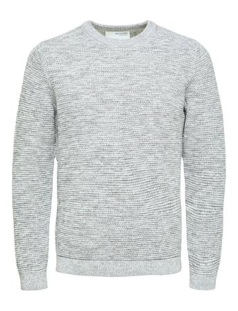 Slhvince Ls Knit Bubble Crew Neck W Strikkegenser M. Rund Krage Grå Selected Homme