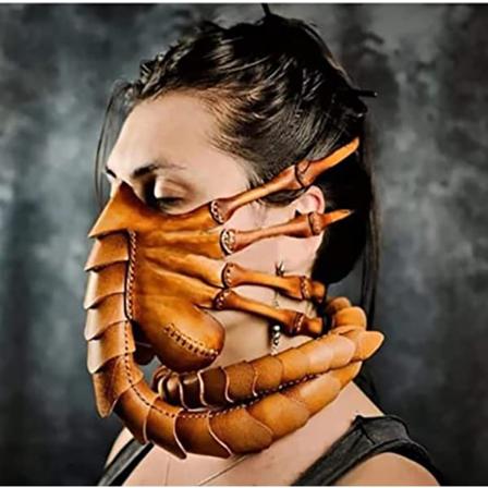 Halloween Cosplay -naamio, aikuisten koko kasvot peittävä Facehugger-naamiaisasu