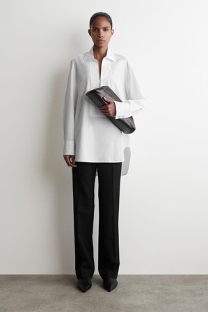 COS Women's Camisa De Algodón Exagerada in Blanco