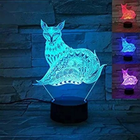 3D Kettu Yövalo Eläin Pöytä Optinen Illuusio Lamppu 7 Väriä Vaihtavat Valot LED Pöytälamppu Joulu Koti Rakkaus Syntymäpäivä Lapset Lasten Sisustus 