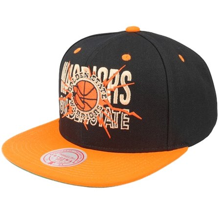 Mitchell & Ness - NBA Zwart snapback Cap - Golden State Warriors Shattered Black/Orange Snapback @ Hatstore