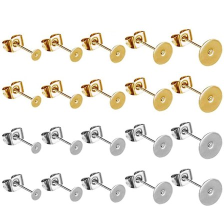 Piao 100 par (guld stål färg) rostfritt stål öronstift 5mm