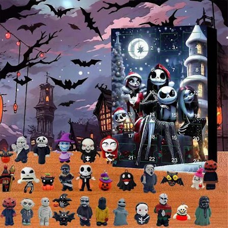 Halloween Nedtelling Adventskalender 2024, Nightmare Before Xmas Adventskalender, Skrekkdukkefigurer for barn