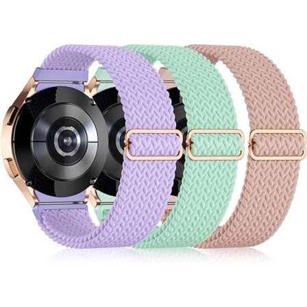 IC 3-pack No Gap Flätad Solo Loop Band Kompatibel med Samsung Galaxy Watch 6 (40mm/44mm), Samsung Galaxy Watch 4 Classic (43mm/47mm), Samsung Galaxy 