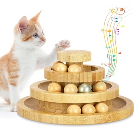 Katt Leksak, Trä Inomhus Katt Leksak, Avtagbar Katt Spårkula, Kula med Klocka