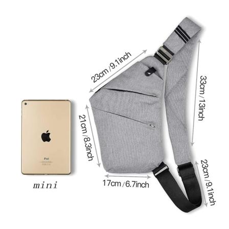 Crossbody brystveske med flere lommer for menn, anti-tyveri brystveske for menn og kvinner Grå - Perfet