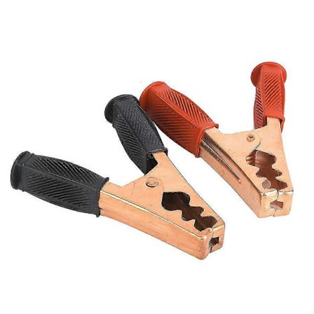 2 stk. Batteriklemme Koblingsspenne Copp Lader Klemmer Belagt Tiger Tannformet Batteriklemme
