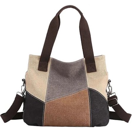Canvas Håndtaske Dame Canvas Tote Taske Dame Skuldertaske Crossbody Taske Tote Taske Shopper Taske, Grå