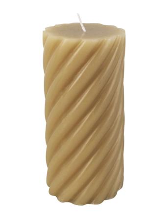 Pillar Candle Swirl 77H Home Decoration Candles Block Candles Grøn Present Time