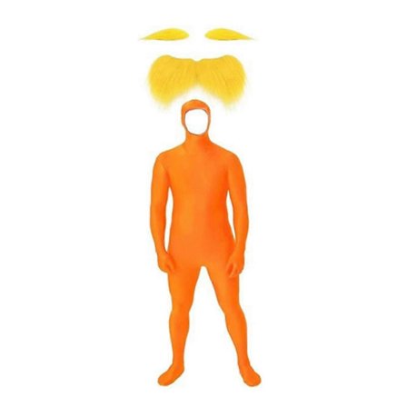 3 stk. Tangerine Kostyme Tilbehør Verdens Bokdag Antrekk Falsk Bart Skjegg Og Gule Øyenbryn Åpen Ansikt Body Adult Onesie Sett