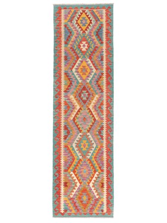 Kelim Afghan Old Stil Teppich Handgewebt 86X300 Läufer Braun/Dunkelrot Afghanistan