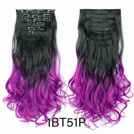 22 tum 16 Clips In Hair Extension Long Wave Synthetic Clip In Hair Extensions Ombre 16 Clips i falska hårstycken Värmebeständig