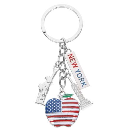 Metallnyckelring Kreativa amerikanska flaggan trycker nyckelring Fashionabla presenthängande prydnad för män kvinnor