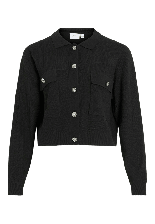 Vila Vijulisa L/S Short Knit Cardigan Stickat Dam Svart S