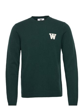 Kevin Lambswool Jumper Stickad Tröja M. Rund Krage Grön Double A By Wood Wood