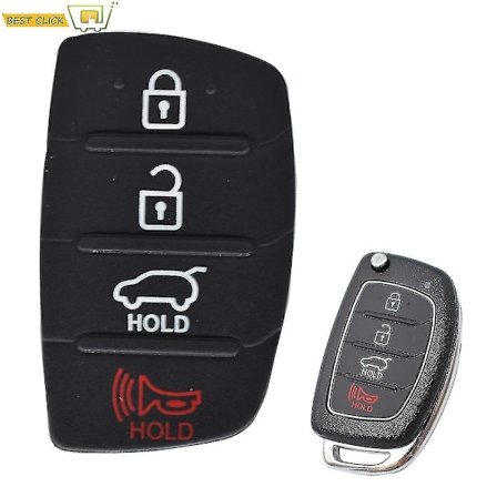 Gummi Bilnøkkel Deksel Pad For Hyundai Tucson Santa Fe / Ix45 Sonata I40 4 Knapp Reparasjon Bilnøkkel Skall Erstatning Fob Veske Skin