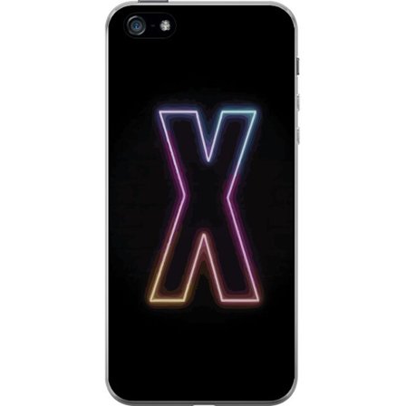 Yhteensopiva Puhelinkuori Apple Apple iPhone 5 Neonkirjain X voimakkaissa väri vaihteluissa mustaa taustaa vasten, voimakas typografinen suunnittelu