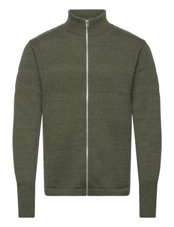Wool Klemens Zip Knit Knitwear Full Zip Jumpers Kakigrønn Mads Nørgaard*Betinget Tilbud