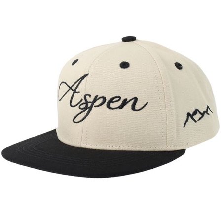 Kiddo Cap - Beige snapback Keps - Kids Aspen Mountain Script Stone/Black Brim Snapback @ Hatstore