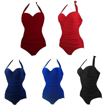 Badedragt med polstret mave til kvinder, sort, XL