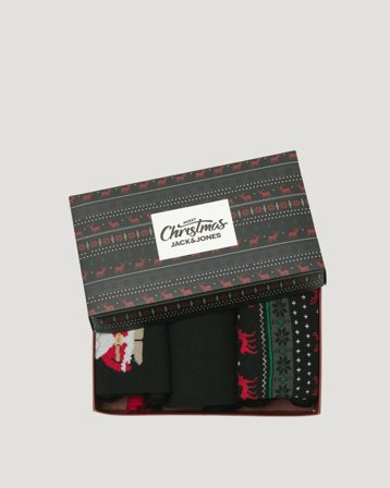 Jack & Jones JACXMAS REINDEER SOCKS GIFTBOX JNR Czarny Skarpetki Chłopiec - Kids Brand Store