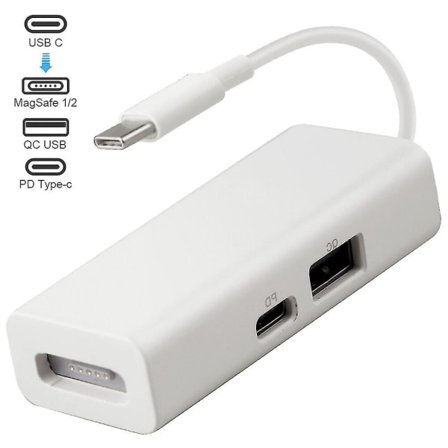 SQBB Usb-c Magsafe Adapter 3 i 1 Type-c til Magsafe 1/2 Konverter Adapter til bærbare computere Bærbare computere Smartphones Hvid
