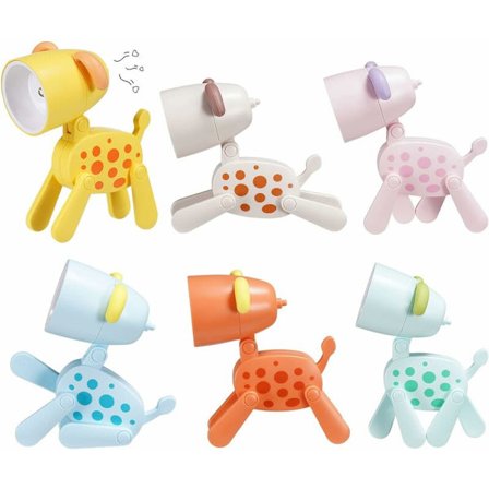 Mini Yövalo Lapsille, 6 Kpl Mini Pöytälamppu, Kannettavat LED-Yövalot Lapsille, Säädettävät Piirretty Hirvi/Pentu/Dinosaur Yövalot (Pentu)