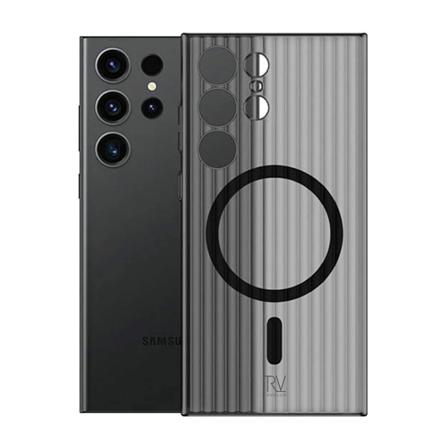 Samsung Galaxy S23 Ultra Mobilskal Korrugerad med Magnet Rvelon - Grå Grey