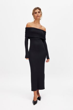 NA-KD Soft Line Midi Dress - Skulderløse kjoler - Sort - XL