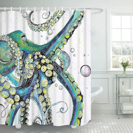 Färgglada badrum duschdraperier Fashion Octopus Gardiner Hållbara