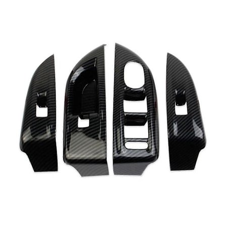 kompatibel Bilvindusløfter Bryter Panel Deksel Trim Interiørtilbehør, ABS Karbonfiber TKE