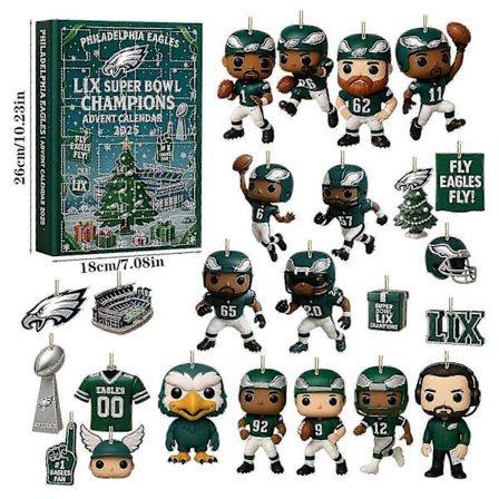 2025 Philadelphia Eagles Julekalender Blind Box Super Bowl Juletræ Akryl Ornament Vedhæng