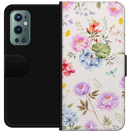 Yhteensopiva Lompakkokotelo OnePlus OnePlus 9 Pro Kukkakuviota käsinmaalatuilla kukilla, perhosilla ja hyönteisillä romanttiseen skandinaaviseen ty