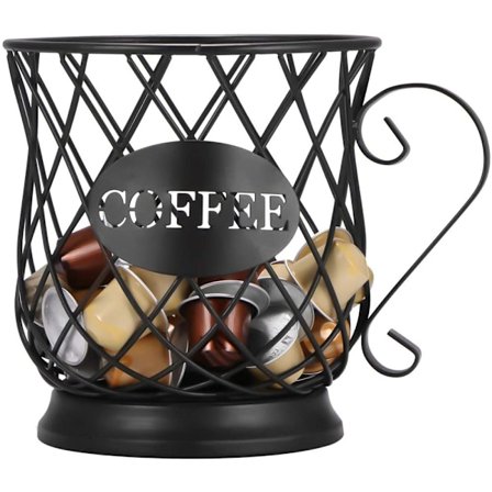 Kaffekapselholder og Organizer-krus, Kaffekapselkurv med stor kapasitet for K-kopper for bardisk, Espresso-kapseloppbevaring i metall for